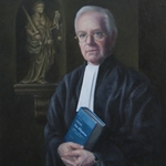 Portret van mr_dr_B, 24 x 30 cm, olieverf op paneel. Verkocht.